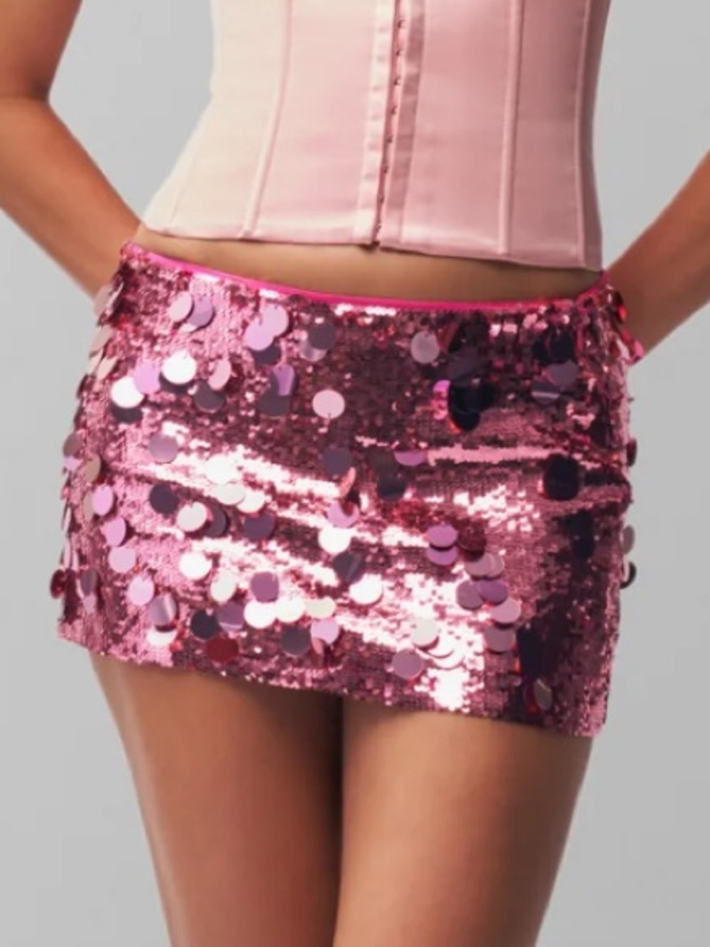 Danielle guizio Low Rise Paillette Skirt - light pink